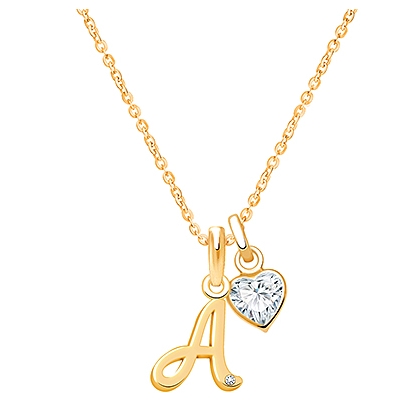 14K Gold Initial with Genuine Diamond &quot;Design Your Own&quot; Personalized Children&#039;s Necklace for Girls - 14K Gold