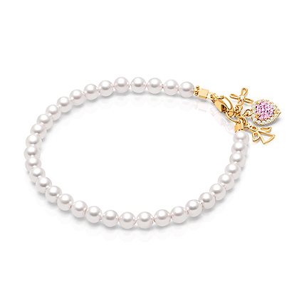 4mm Cultured Pearls Teen's Beaded Bracelet - 14K Gold