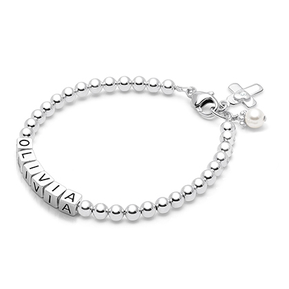 4mm Tiny Blessings Beads, Teen&#039;s Name Bracelet for Girls - Sterling Silver