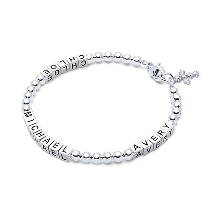 4mm Tiny Blessings Beads, Mother's Bracelet for Women (Personalize with Up To 3 Children's Names) - Sterling Silver