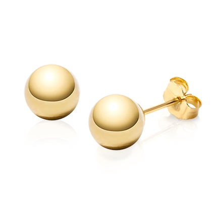 8mm Classic Round Studs, Mother&#039;s Earrings, Friction Back - 14K Gold