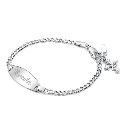 Classic Baby/Children&#039;s Engraved ID Bracelet for Boys - Sterling Silver