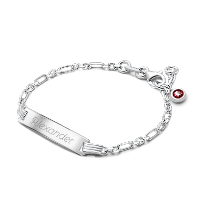 Modern Bar, Baby/Children's Engraved ID Bracelet for Boy's - Sterling Silver