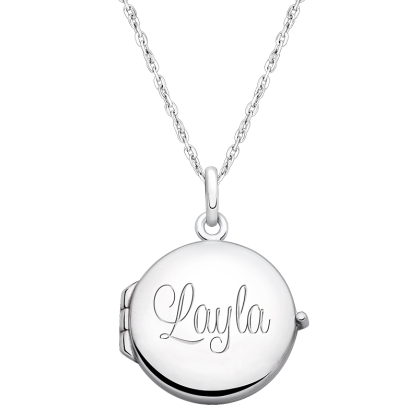 Round Locket, Engraved Teen's Necklace for Girls (FREE Personalization) - Sterling Silver