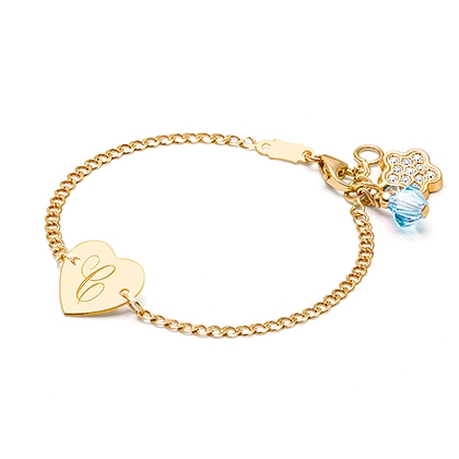 Heart of Gold, Baby/Children's Engraved ID Bracelet - 14K Gold