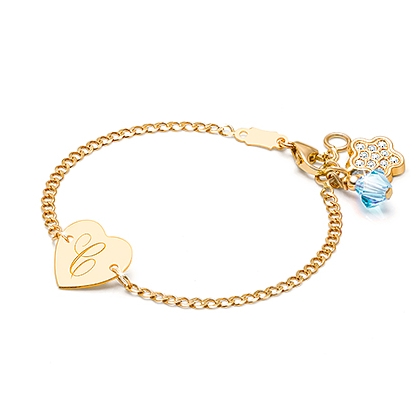 Heart of Gold, Baby/Children&#039;s Engraved ID Bracelet - 14K Gold