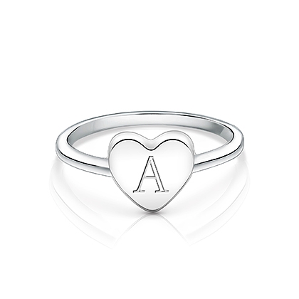 Heart Signet, Engraved Children's Ring for Girls (FREE Personalization) - Sterling Silver