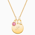14K Gold Baby Round &quot;Design Your Own&quot; Children&#039;s Necklace for Girls (Optional Charms &amp; FREE Engraving) - 14K Gold