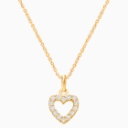 Pure Splendor Heart with Genuine Diamonds Mother&#039;s Necklace (Includes Chain) - 14K Gold