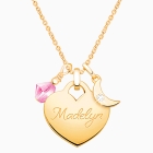 Gold Heart &quot;Create Your Own&quot; Engraved Layered Necklace for Children (Includes Chain &amp; FREE 1-Side Engraving) - 14K Gold