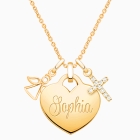Gold Heart, Communion Necklace (Includes Chain &amp; FREE 1-Side Engraving) - 14K Gold