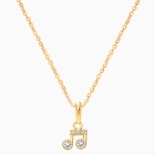 Magical Music Note, Clear CZ Teen&#039;s Necklace for Girls - 14K Gold