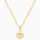 Sacred Heart with Genuine Diamond Children&#039;s Necklace - 14K Gold