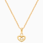 Sacred Heart with Genuine Diamond Children&#039;s Necklace - 14K Gold
