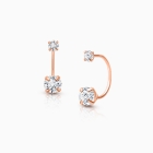 CZ Screw Front, Clear CZ Teen&#039;s Earrings - 14K Rose Gold