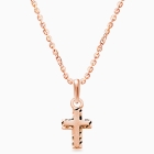 Beautifully Beveled, Cross Children&#039;s Necklace (Includes Chain) - 14K Rose Gold
