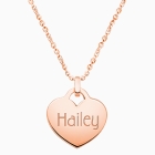 14K Rose Gold Heart, Engravable Necklace for Teens (Includes Chain &amp; FREE 1-Side Engraving) -14K Rose Gold