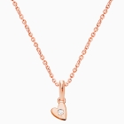 Wee Little Heart, Teeny Tiny Children&#039;s Necklace with Genuine Diamond (Includes Chain) - 14K Rose Gold
