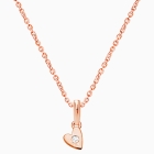 Wee Little Heart, Teeny Tiny Children&#039;s Necklace with Genuine Diamond (Includes Chain) - 14K Rose Gold