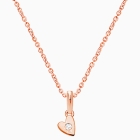 Wee Little Heart, Teeny Tiny Teen&#039;s Necklace with Genuine Diamond (Includes Chain) - 14K Rose Gold