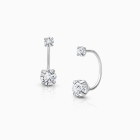 CZ Screw Front, Clear CZ Mother&#039;s Earrings - 14K White Gold