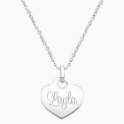 14K White Gold Baby Heart, Engraved Children&#039;s Necklace for Girls (FREE Personalization) - 14K White Gold