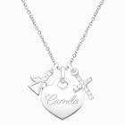 14K White Gold Baby Heart, Communion Children&#039;s Necklace for Girls (Includes Religious Charm &amp; FREE Engraving) - 14K White Gold