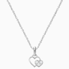 Better Together, Pavé CZ Heart Children&#039;s Necklace for Girls - 14K White Gold