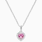 Blissful Heart, Halo Necklace, Mother&#039;s Necklace (Includes Chain) - 14K White Gold