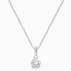 Blushing Rose, Clear CZ Children&#039;s Necklace for Girls - 14K White Gold