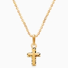 Beautifully Beveled, Cross Children&#039;s Necklace (Includes Chain) - 14K Gold