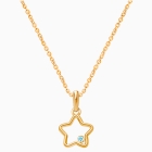 Bright Star, Blue CZ Teen&#039;s Necklace for Girls - 14K Gold