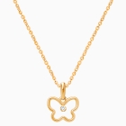 Bright Butterfly, Clear CZ Children&#039;s Necklace for Girls - 14K Gold