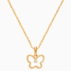 Bright Butterfly, Clear CZ Children&#039;s Necklace for Girls - 14K Gold