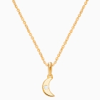 Over the Moon, Teeny Tiny Children&#039;s Necklace with Genuine Diamond (Includes Chain) - 14K Gold