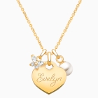 14K Gold Baby Heart &quot;Design Your Own&quot; Children&#039;s Necklace for Girls (Optional Charms &amp; FREE Engraving) - 14K Gold