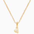 Wee Little Heart, Teeny Tiny Teen&#039;s Necklace with Genuine Diamond (Includes Chain) - 14K Gold