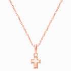 Simple Cross, Teeny Tiny Children&#039;s Necklace for Girls - 14K Rose Gold