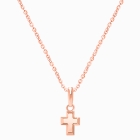 Simple Cross, Teeny Tiny Teen&#039;s Necklace for Girls - 14K Rose Gold