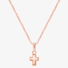 Simple Cross, Teeny Tiny Children&#039;s Necklace for Girls - 14K Rose Gold