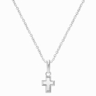 Simple Cross, Teeny Tiny Children&#039;s Necklace for Girls - 14K White Gold