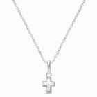 Simple Cross, Teeny Tiny Teen&#039;s Necklace for Girls - 14K White Gold