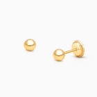 3mm Classic Round Studs, Christening/Baptism Baby/Children&#039;s Earrings, Screw Back - 14K Gold