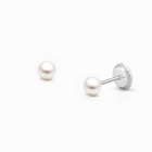 3mm Pearl Studs, Baby/Children&#039;s Earrings, Screw Back - 14K White Gold