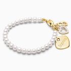 4mm Cultured Pearls, Baby/Children&#039;s Beaded Bracelet for Girls (INCLUDES Engraved Charm) - 14K Gold