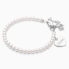 4mm Cultured Pearls, First Holy Communion Beaded Bracelet for Girls (INCLUDES Engraved Charm) - Sterling Silver