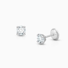 4mm CZ Round Studs, Christening/Baptism Baby/Children&#039;s Earrings, Screw Back - 14K White Gold