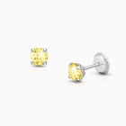 November Birthstone Studs, 4mm Swarovski® Crystal Baby/Children&#039;s Earrings, Screw Back - 14K White Gold