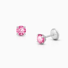 October Birthstone Studs, 4mm Swarovski® Crystal Baby/Children&#039;s Earrings, Screw Back - 14K White Gold