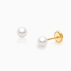 4mm Pearl Studs, First Holy Communion Children&#039;s Earrings, Screw Back - 14K Gold